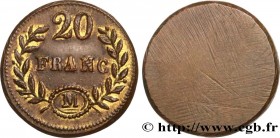 FRANCE - MONETARY WEIGHT
Type : Poids monétaire pour 20 francs or 
Date : n.d. 
Metal : brass 
Diameter : 22  mm
Weight : 6,48  g.
Obverse description...