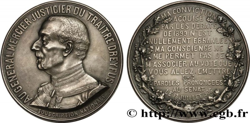 III REPUBLIC
Type : Médaille, Epreuve d’auteur, général Mercier 
Date : 1906 
Me...