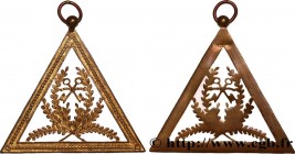 FREEMASONRY
Type : Médaille, Symboles franc-maçonniques 
Date : n.d. 
Metal : gilt bronze 
Diameter : 57,5  mm
Weight : 12,20  g.
Edge : lisse 
Obvers...