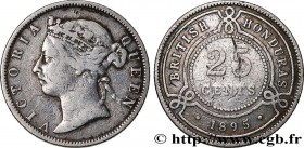 BRITISH HONDURAS
Type : 25 Cent Victoria 
Date : 1895 
Quantity minted : 47000 
Metal : silver 
Millesimal fineness : 925  ‰
Diameter : 23  mm
Orienta...