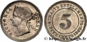 MALAYSIA - STRAITS SETTLEMENTS
Type : 5 Cents Victoria 
Date : 1889 
Quantity minted : 1000000 
Metal : silver 
Diameter : 15,5  mm
Orientation dies :...