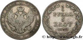 POLAND
Type : 3/4 Roubles - 5 Zlotych 
Date : 1836 
Mint name / Town : Varsovie 
Quantity minted : - 
Metal : silver 
Millesimal fineness : 868  ‰
Dia...