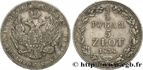 POLAND
Type : 3/4 Roubles - 5 Zlotych 
Date : 1838 
Mint name / Town : Varsovie 
Quantity minted : 199600 
Metal : silver 
Millesimal fineness : 868  ...