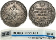 RUSSIA - NICHOLAS I
Type : Rouble 
Date : 1829 
Mint name / Town : Saint-Petersbourg 
Quantity minted : 5510000 
Metal : silver 
Millesimal fineness :...