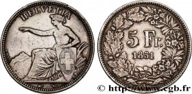 SWITZERLAND
Type : 5 Francs Helvetia assise 
Date : 1851 
Mint name / Town : Paris 
Quantity minted : 500000 
Metal : silver 
Millesimal fineness : 90...