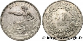 SWITZERLAND
Type : 5 Francs Helvetia assise 
Date : 1874 
Mint name / Town : Bruxelles 
Quantity minted : 1400000 
Metal : silver 
Diameter : 37  mm
O...