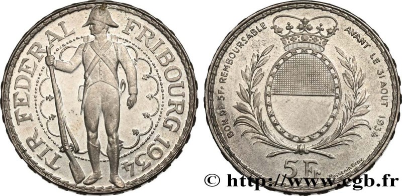 SWITZERLAND
Type : 5 Francs, monnaie de Tir, Fribourg 
Date : 1934 
Mint name / ...