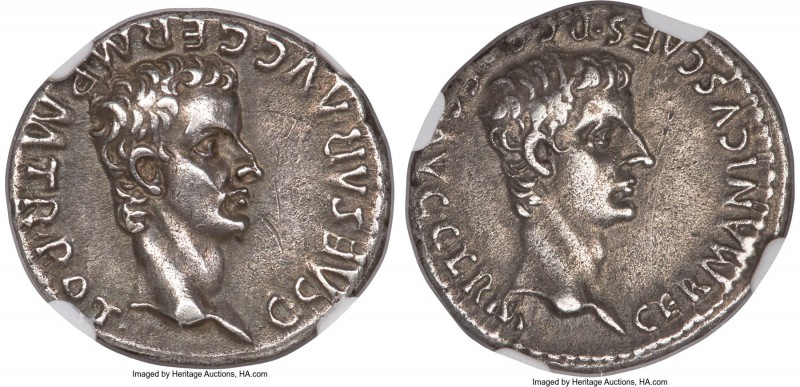 Gaius 'Caligula' (AD 37-41), with Germanicus. AR denarius (18mm, 3.58 gm, 1h). N...