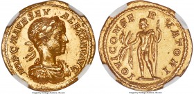 Severus Alexander (AD 222-235). AV aureus (21mm, 6.70 gm, 12h). NGC Choice AU 5/5 - 2/5, marks, brushed. Rome, AD 222-228. IMP C M AVR SEV-ALEXAND AVG...