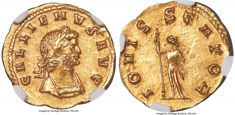 Gallienus (AD 253-268). AV quinarius (19mm, 1.61 gm, 7h). NGC MS 4/5 - 4/5. Rome...