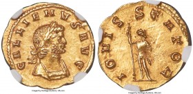 Gallienus (AD 253-268). AV quinarius (19mm, 1.61 gm, 7h). NGC MS 4/5 - 4/5. Rome, 6th officina, 9th emission, AD 265-267. GALLIENVS AVG, laureate, cui...