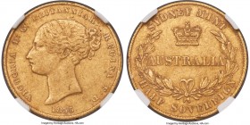 Victoria gold 1/2 Sovereign 1855-SYDNEY XF Details (Cleaned) NGC, Sydney mint, KM1, Marsh-380 (R7), McDonald-002. Mintage: 21,000. Type I portrait. Re...