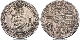 Maximilian I (1493-1519) Guldiner ND (1504-1506) AU50 NGC, Hall mint, Dav-8003, Voglhuber-9 var. (barred P), Schulten-4443. By Benedickt Burkhart. A p...