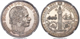 Franz Joseph I Proof "Railway" 2 Taler 1857-A PR63 Cameo NGC, Vienna mint, KM2246.1, Dav-20, Her-821. Wreath tips between 'KA.' Commemorating the comp...