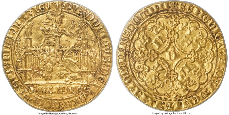 Flanders. Louis II de Mâle (1346-1384) gold Lion heaumé d'Or ND (1365-1370) MS62...