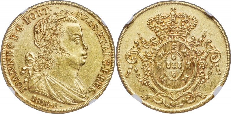 João Prince Regent gold"Special Commemorative Series" 6400 Reis 1816-R AU55 NGC,...
