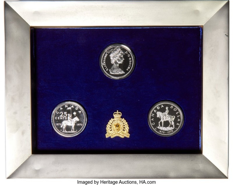 Elizabeth II 3-Piece silver Oversized Uniface Specimen "Royal Canadian Mounted P...