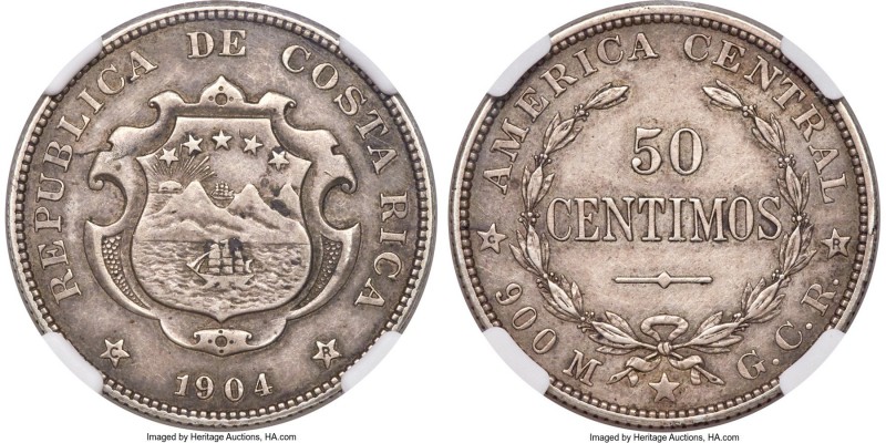 Republic 50 Centimos 1904 (P)-GCR XF40 NGC, Philadelphia mint, KM-Unl., Ulex-Unl...