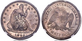 Danish Colony. Frederik VII Counterstamped 50 Cents ND (1850) MS62 NGC, KM27 (4-5 known), Hede-24, Sieg-pg. 289. Displaying a crowned FR VII monogram ...