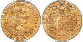 Rantzau. Christian I gold Ducat 1656 AU55 PCGS, KM1, Fr-2449, Lange-1006. 3.48gm. A highly elusive gold type struck in Rantzau, a small county situate...
