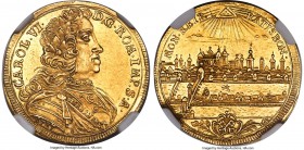 Regensburg. Free City gold Ducat 1737 MS62 NGC, KM289, Fr-2504. With the name and titles of Karl VI. A lustrous offering blessed with shimmering golde...