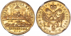 Regensburg. Free City gold Ducat ND (1792-1803)-GCB MS62 Prooflike NGC, KM467, Fr-2571, Beckenbauer-457. With the name and titles of Franz II. An illu...
