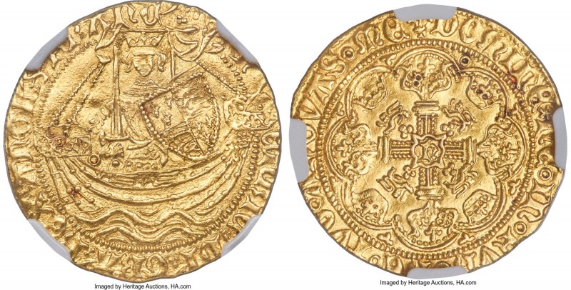 Henry VI (1st Reign, 1422-1461) gold 1/2 Noble ND (1422-1430) MS63 NGC, Tower mi...