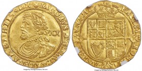 James I gold Laurel ND (1621-1623) MS64 NGC, Tower mint, Thistle mm, Third Coinage, KM74, S-2638A, N-2113. 9.08gm. (thistle) IACOBVS D: G: MAG: BRI: F...