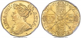 Anne gold Guinea 1713 MS63 NGC, KM534, S-3574. A luminous offering which reveals cascading watery brilliance over surfaces demonstrating rich aurous l...