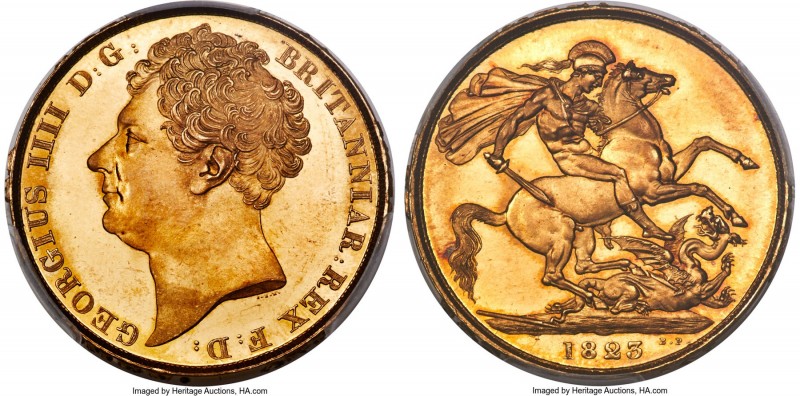 George IV gold 2 Pounds 1823 MS67 PCGS, KM690, S-3798. The perfect representativ...