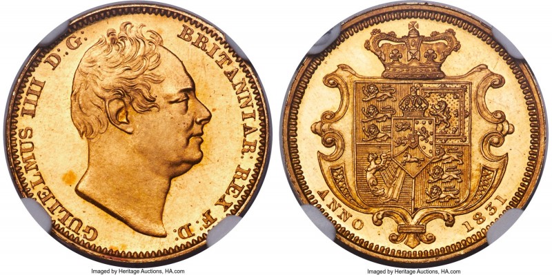 William IV gold Proof 1/2 Sovereign 1831 PR63 Cameo NGC, KM716, S-3830, W&R-267 ...