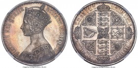 Victoria Proof "Gothic" Crown 1847 PR62 NGC, KM744, S-3883. UN DECIMO on edge. A commanding type owing its continual and lasting popularity in large p...