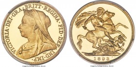 Victoria gold Proof Sovereign 1893 PR66 Deep Cameo PCGS, KM785, S-3874. A laudable jewel of the date, displaying a combination of profound technical a...