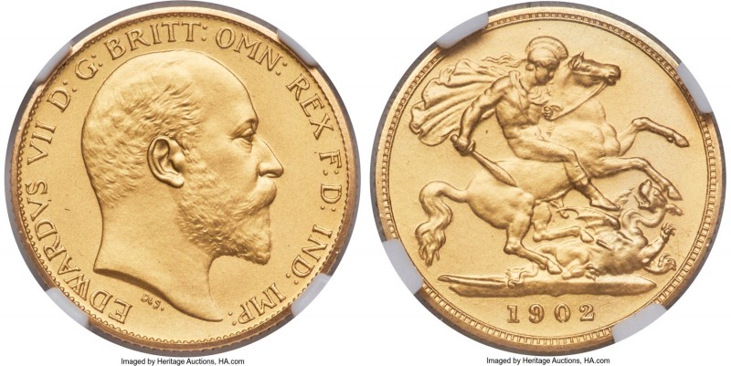 Edward VII gold Matte Proof 1/2 Sovereign 1902 PR67 NGC, KM804, S-3974A, Marsh-5...