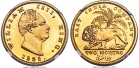 British India. William IV gold Proof Restrike 2 Mohurs 1835.-(c) PR66 S NGC, Calcutta mint, KM452.1, Fr-1592b, Prid-3, S&W-1.4. Reeded edge. In a word...