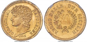 Naples & Sicily. Joachim Murat gold 40 Lire 1813 MS64 NGC, Naples mint, KM266, Fr-859, MIR-439/1 (R). Mintage: 24,000. An astonishing rendition of thi...