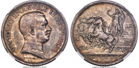 Vittorio Emanuele III 5 Lire 1914-R MS63 NGC, Rome mint, KM56, Dav-144, Pag-708. Hailing from a highly regarded series considered among the most beaut...