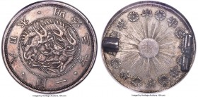 Meiji silver Proof Pattern Yen Year 3 (1870) AU Details (Mounted, Repaired) NGC, Royal mint, KM-Pn16, J&V-Q1 (ER). By L. C. Wyon. An extraordinarily r...