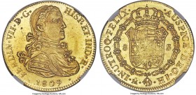Ferdinand VII gold 8 Escudos 1809 Mo-HJ MS66 S NGC, Mexico City mint, KM160, Cal-44, Onza-1253. The single finest graded of this type by far at either...