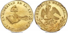 Republic gold 8 Escudos 1870 Do-CP MS65+ NGC, Durango mint, KM383.3, Fr-68. An exceptional gem representation of this final date of the Durango mint's...