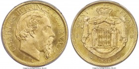 Charles III gold 100 Francs 1886-A MS65 PCGS, Paris mint, KM99, Gad-MC122. Mintage: 15,000. A magnificent gem representative of this final date for th...