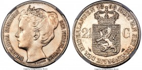 Wilhelmina Proof 2-1/2 Gulden 1898 PR62 NGC, Utrecht mint, KM123, Schulman-782. Halberd privy mark. "P. PANDER" below bust. Very scarce in Proof, this...