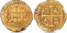 Philip V gold Cob 8 Escudos 1712 L-M MS61 NGC, Lima mint, KM38.2, Cal-23. 26.91gm. From the 1715 Plate Fleet. A satiny and richly toned example of thi...