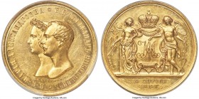 Nicholas I gold Specimen "Marriage of Alexander Nikolaevich and Maria Alexandrovna" Medal 1841 SP60 PCGS, St. Petersburg mint, Bit-M902, Sev-440, Smir...