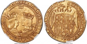 Ferdinand & Isabella (1474-1504) gold 4 Excelentes ND (from 1497) (Aqueduct)-A XF45 NGC, Segovia mint, Cal-13, Cay-2954, MEC VI-Unl., ORC-291. +FЄRnAn...