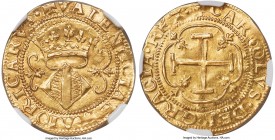 Charles I gold Corona ND (1517-1556) MS64 NGC, Valencia mint, Fr-95, Cal-21. 3.41gm. A premier representative of this fetching gold type revealing an ...