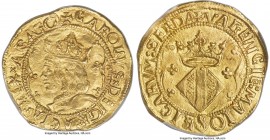 Charles I gold 2 Ducat ND (1517-1556) MS63 PCGS, Valencia mint, Fr-91, Cal-8. 6.99gm. An exceedingly scarce issue which only occasionally comes to auc...