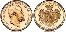 Oscar II gold Proof 10 Kronor 1901-EB PR66 Cameo NGC, Stockholm mint, KM767, AAH-33, SGM-44. A fitting cap to the coinage from Oscar II's reign, this ...
