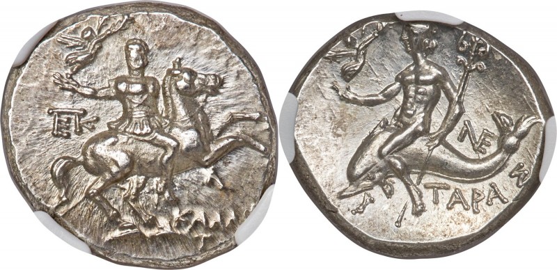 CALABRIA. Tarentum. Ca. 240-228 BC. AR stater or didrachm (20mm, 6.43 gm, 4h). N...