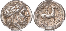 MACEDONIAN KINGDOM. Philip II (359-336 BC). AR tetradrachm (23mm, 14.31 gm, 1h). NGC Choice AU 5/5 - 5/5. Posthumous issue of Amphipolis III, ca. 323-...